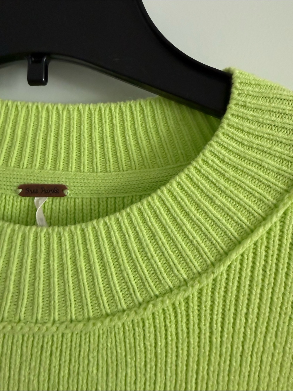 Free People Neon Lime Ribbed Crewneck Sweater - Picture 6 of 8